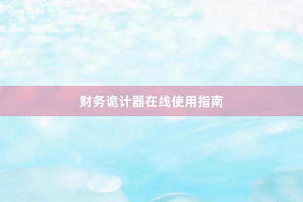 财务诡计器在线使用指南